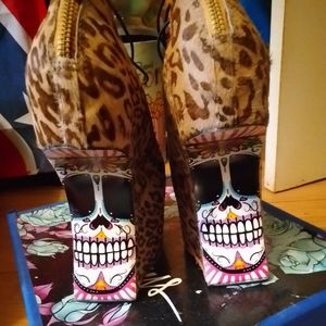 Invisible heels with hand painted sugar skulls